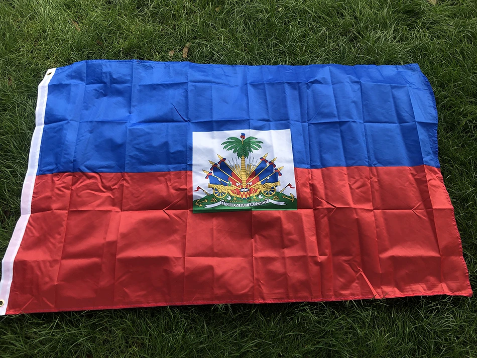 SKY FLAG Free shipping Haiti Flag 90x150cm hanging Polyester blue red 2 Sides Printed National Flag Haiti Sports banner