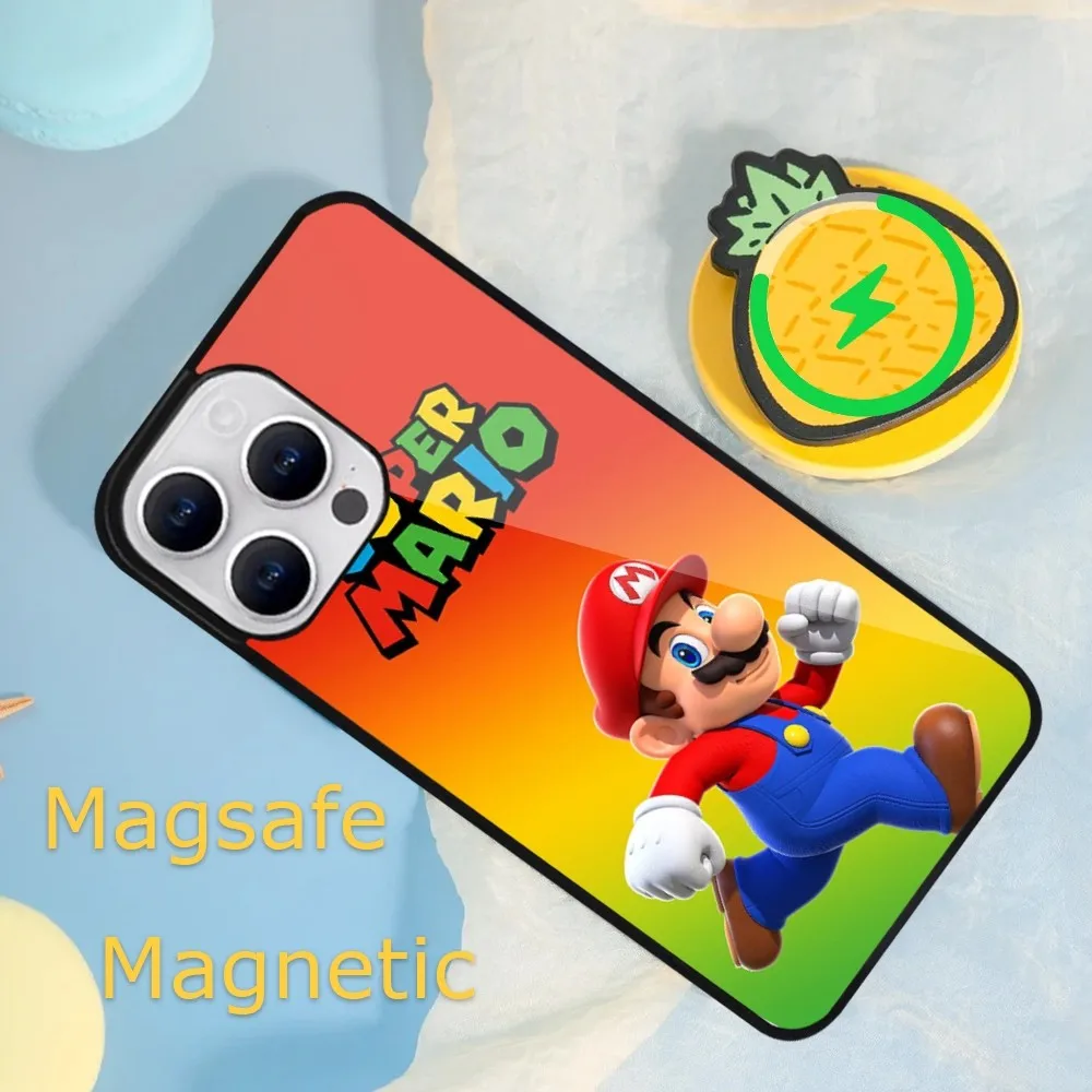 S-Super M-Mario Game Phone Case For iPhone 16 15 14 13 12 11 Plus Pro Max Magsafe Magnetic Wireless Charging