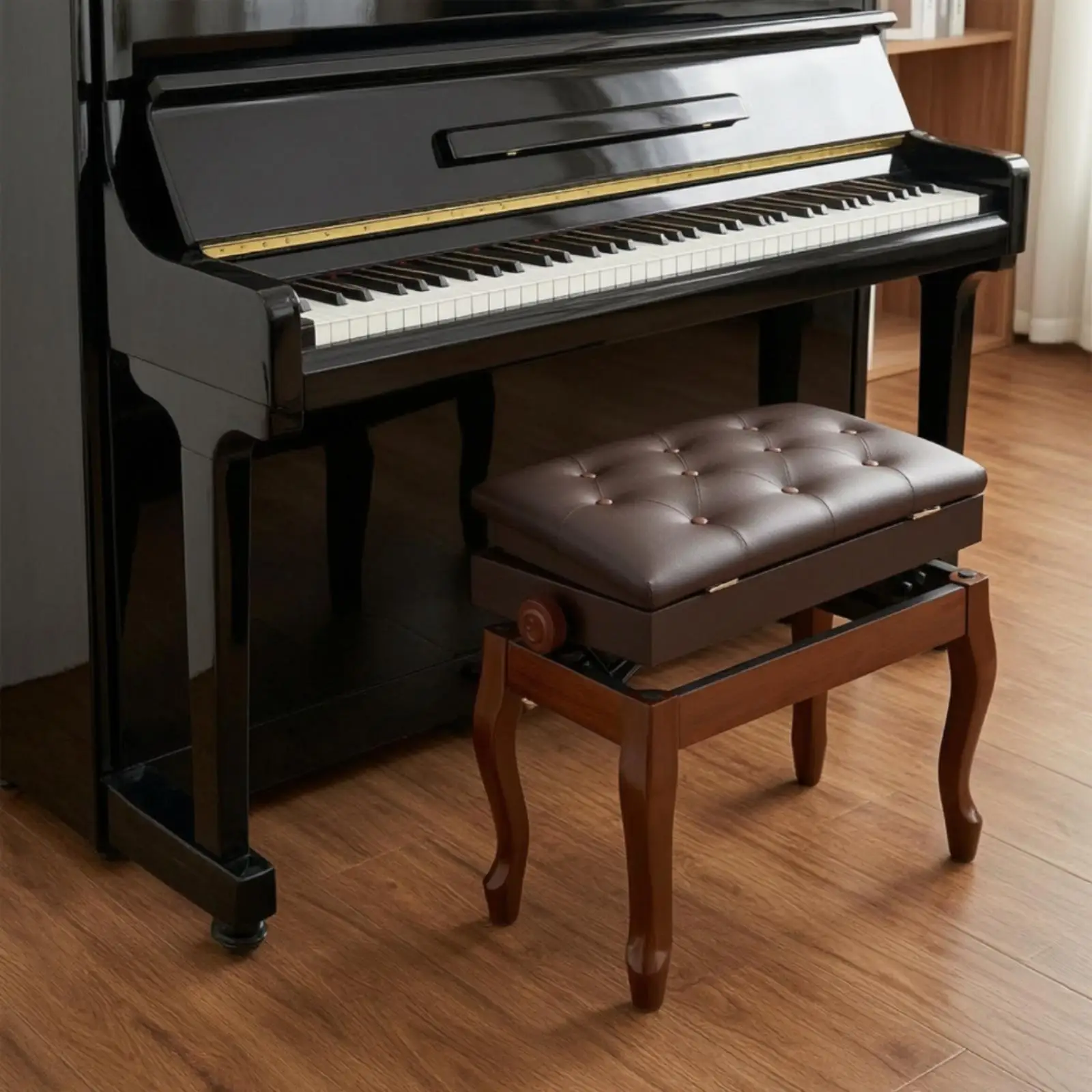 Piano Bench with Storage Upholstered Furniture Wooden for Stage, Pianists