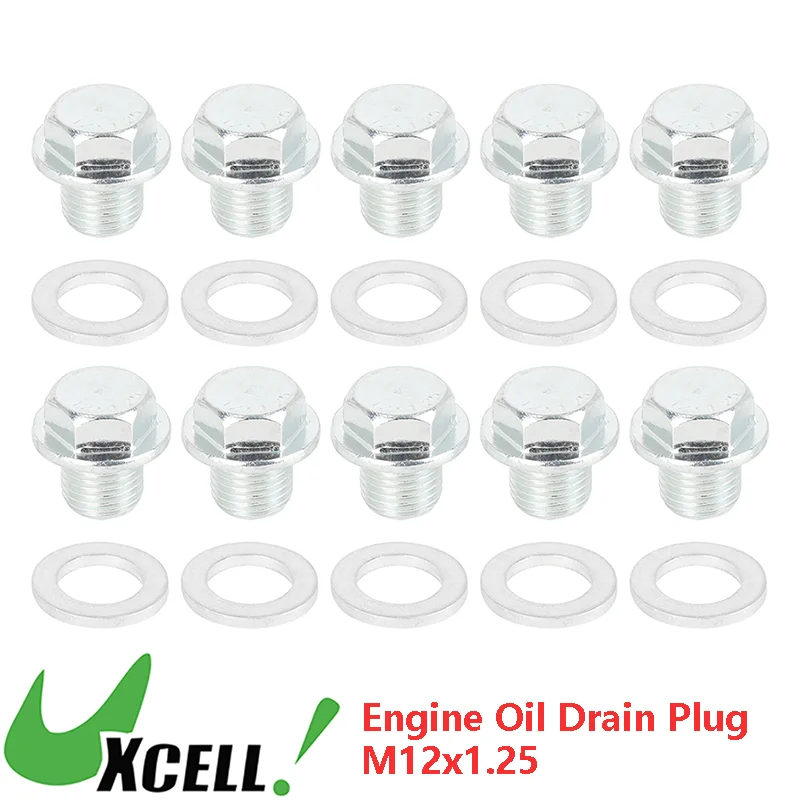 UXCELL 10 Sets M12x1.25 Vehicle Metal Car Engine Oil Pan Drain Cap Screw Bolt Plug Sump Nuts with Gasket Car Accessories 