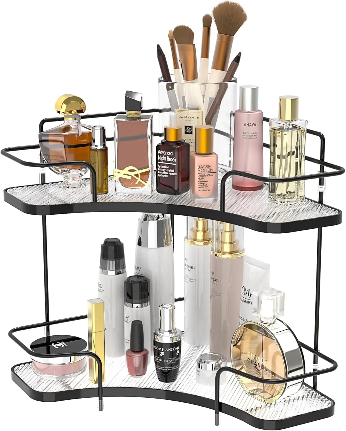 

2 Tier Bathroom Countertop Corner Organizer,Countertop Perfume Tray,Vanity Counter Shelf,Skincare Makeup Cosmetic Vanity