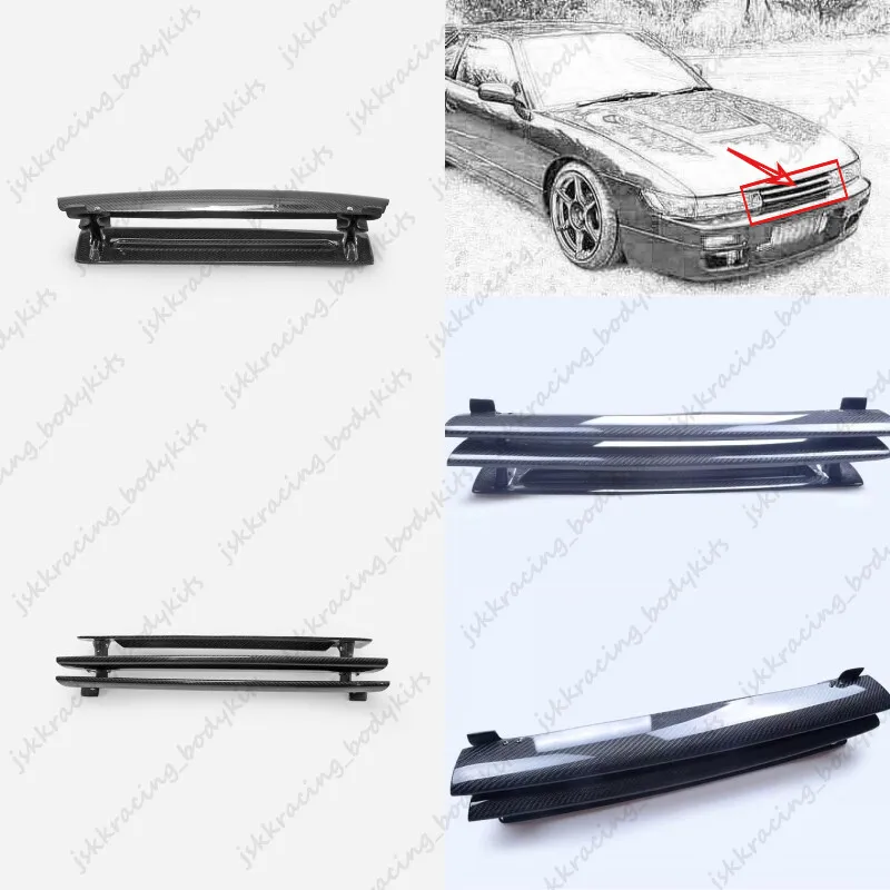 

For Nissan S13 PS13 Silvia GTR Style Carbon Fiber Front Bumper Grill Mesh cover car BodyKits
