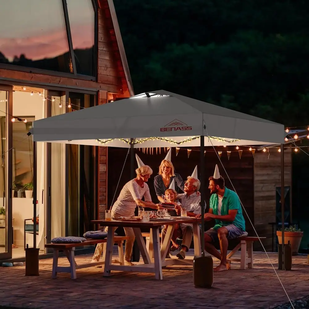 خيمة مظلة سريعة الإعداد بطول 8 أقدام × 8 أقدام، مأوى للحفلات متين، سهلة التجميع للمناسبات، رمادي فاتح