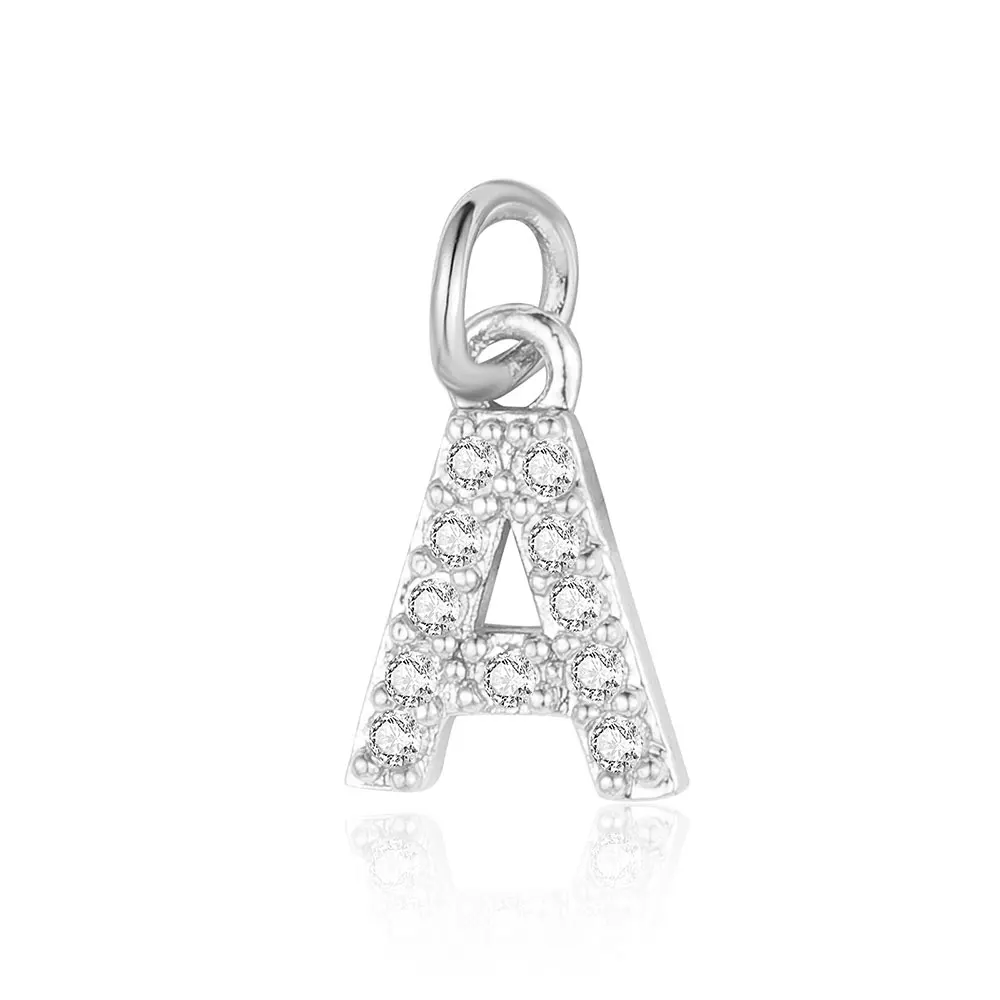 3pcs/Lot Initial Name Alphabet Copper Cubic Zirconia Charm Wholesale Women Letter Pendant For Bracelet Necklace Earring Making