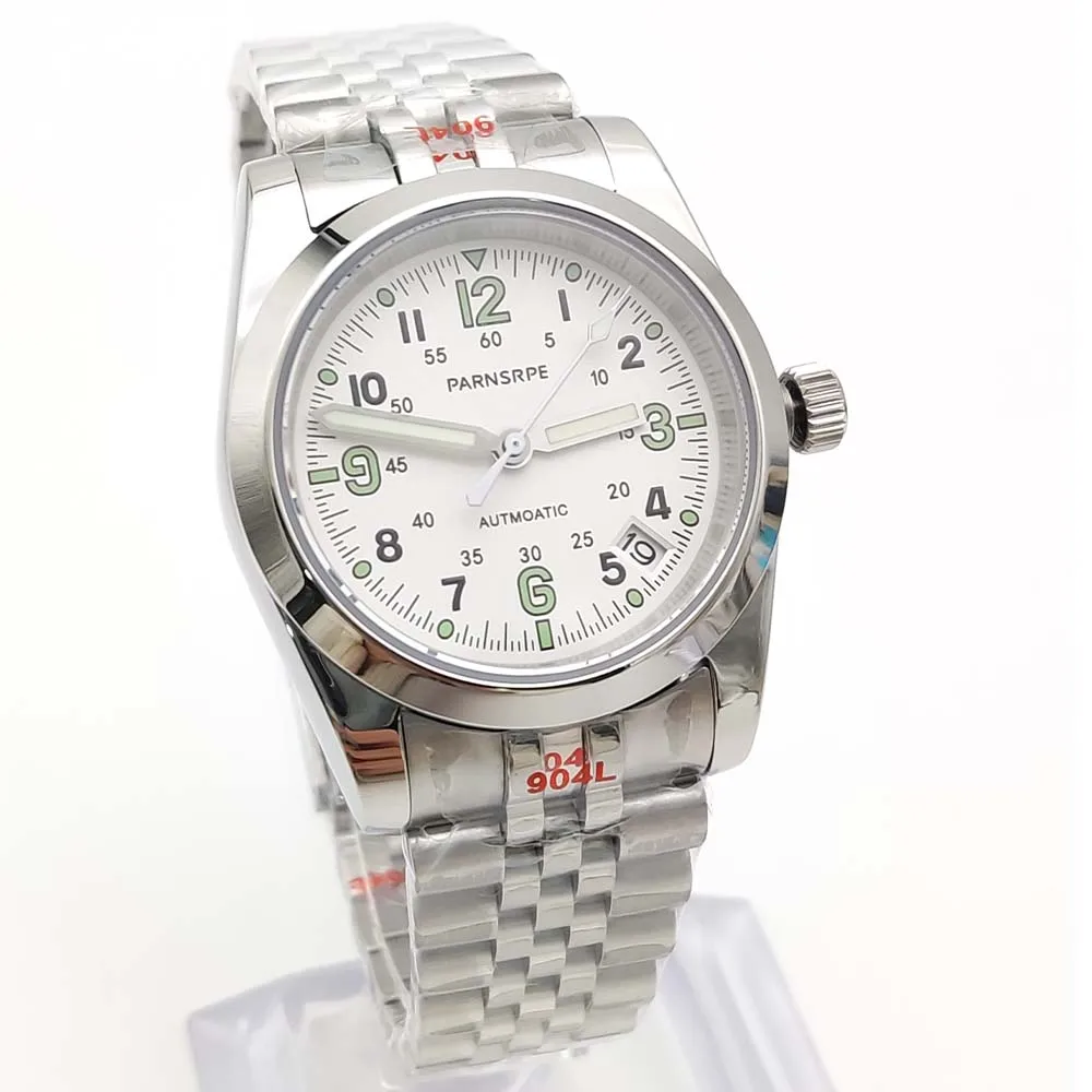Мужские автоматические механические часы Panrper, 36 мм, водонепроницаемый корпус из нержавеющей стали, механизм NH35, прозрачная задняя крышка