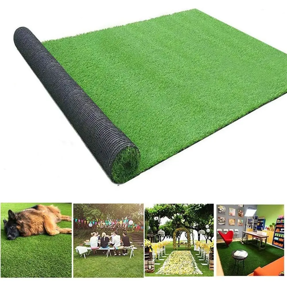 4-Tone 0.8in 20mm Blade Height Synthetic Grass Mat, 100 Square Feet Garden Lawn Balcony Pet Friendly Turf