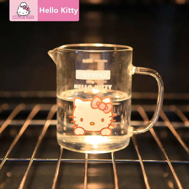 Hello Kitty Measuring Cup 350Ml Sanrio Graduated Cup Anime Glass Measuring Cup Size Scale Thickened with Handle Baking Tool Gift