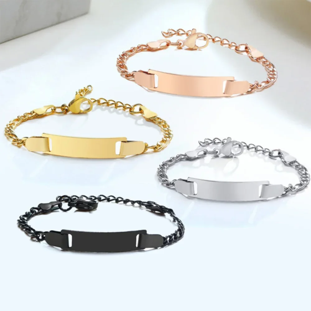 Baby Kids Bracelet, Stainless Steel Chain Bracelet Adjustable Link Without Name, Girl Boy Children Birthday Gift