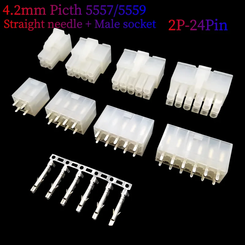 5Sets Molex Automotive Wire Connectors 5557/5569 Series 2P/4P/8P/10P/12P-24P Male Female Socket 4.2mm Plug for Electrical Wiring