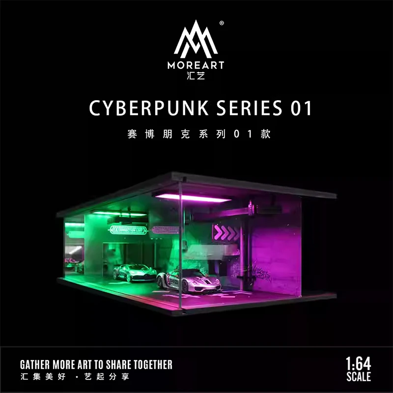 2025 뉴 디오라마 1/64 스케일 자동차 주차장 모델 시티 조명 테마 차고 장면 디스플레이 시뮬레이션 모델 어린이 수집품 선물