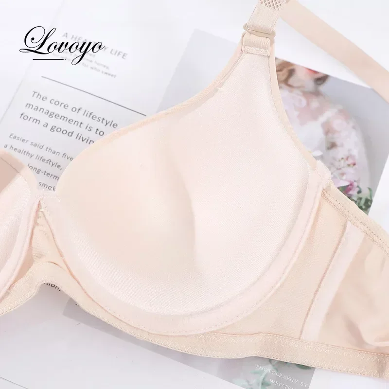 Sexy Women Cotton Gathered Bra Deep V Underwire Ladied Brassiere Push Up Lingerie Solid Bras Backless Intimate Underwear