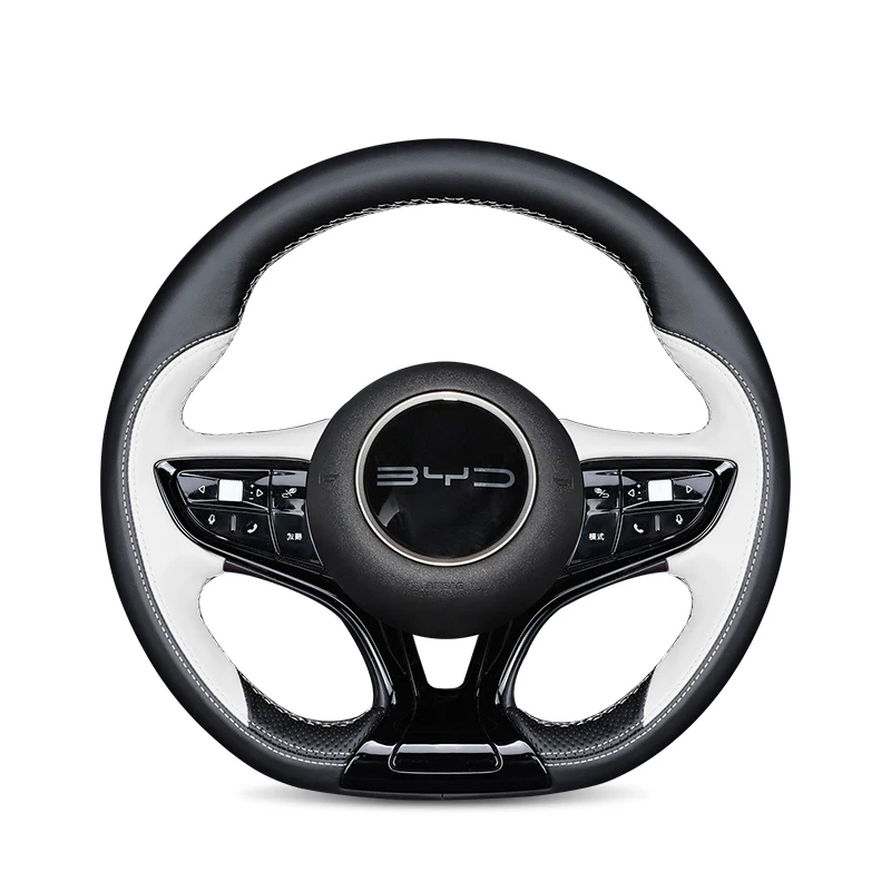 

For BYD 2022 2023 2025 Seal Seal 06 DM-i Hand Sewn Needle Thread Car Steering Wheel Cover Car Accessories Genuine Leather White