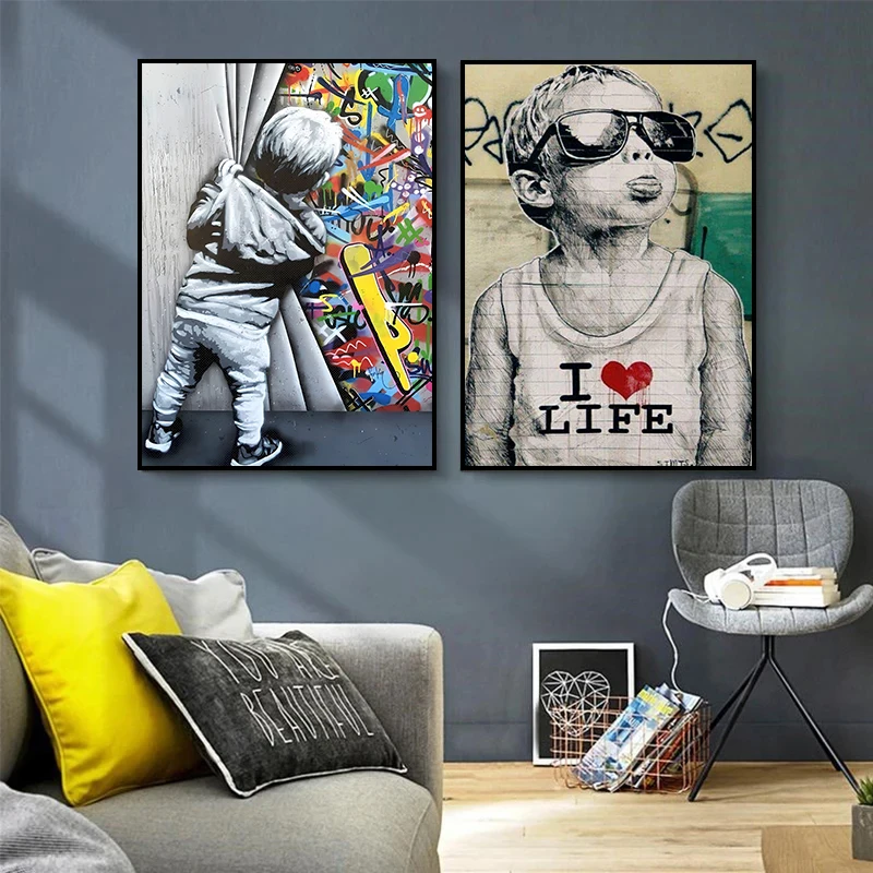 Banksy Street Graffiti Canvas Painting Girl with Balloon Follow Your Dreams Monkey Art Poster Prints For Room Home Decor Gifts