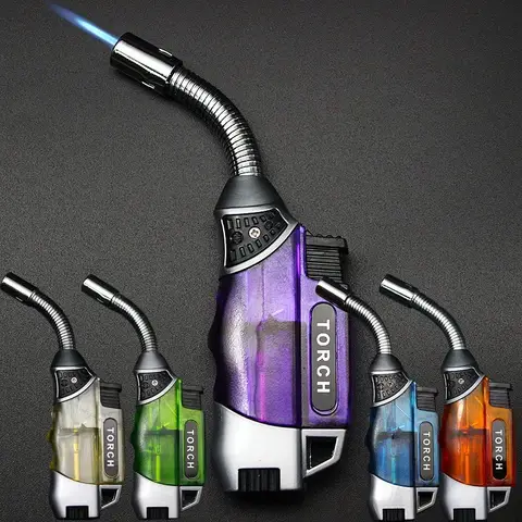 Small Welding Gun with Transparent Windproof Body Short Hose Direct Butane Gas Lighter Unusual Tools
