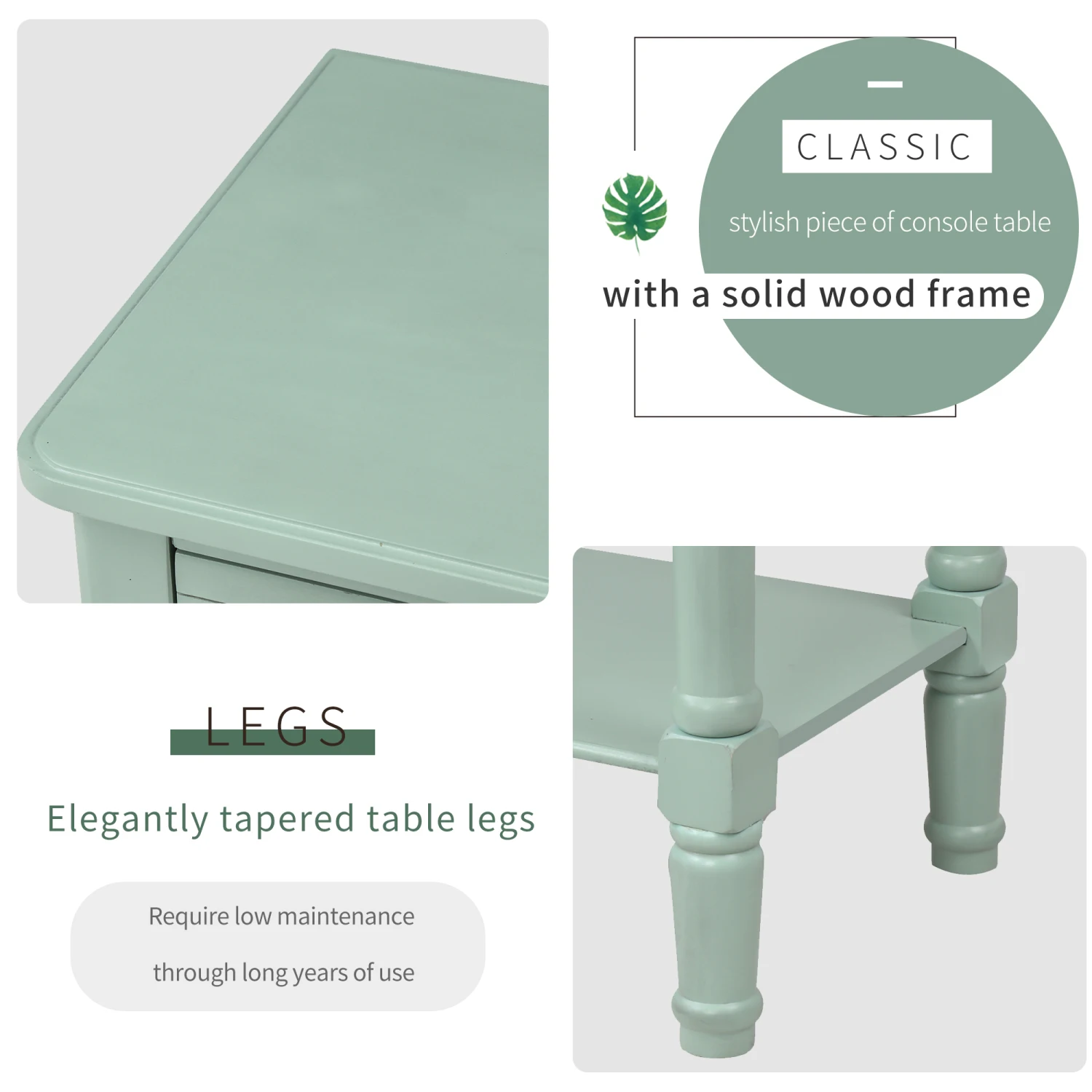 TREXM Narrow Console Table, Slim Sofa Table with Three Storage Drawers and Bottom Shelf for Living Room, Easy Assembly (Retro Bl