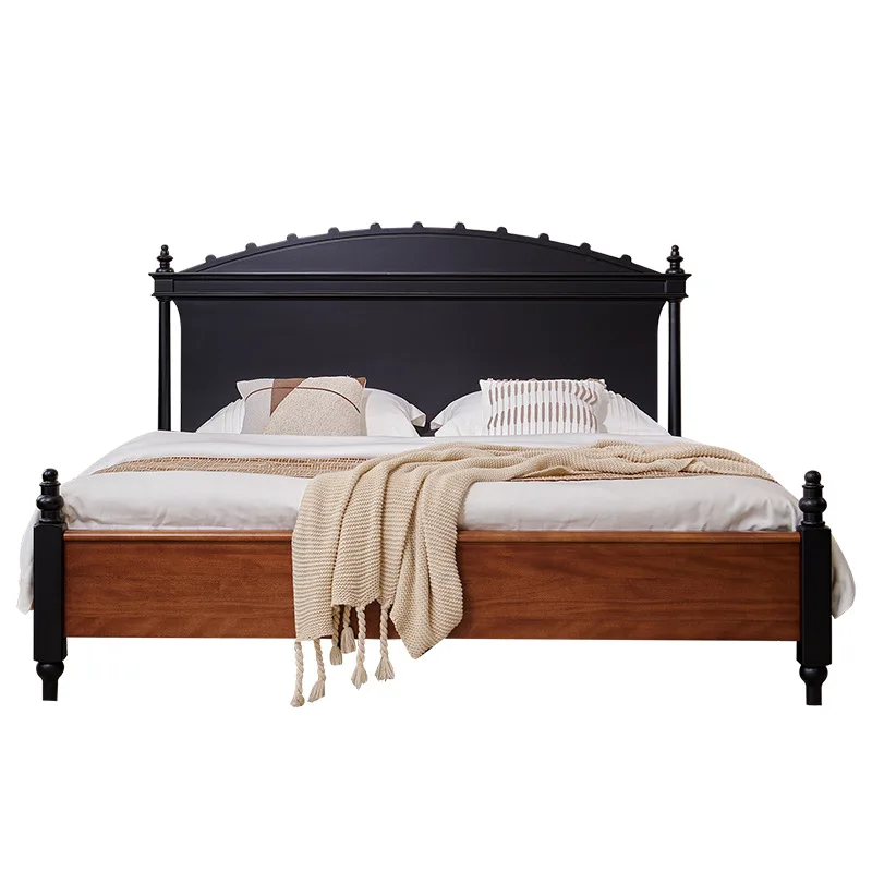 

French retro solid wood bed 1.8 meters Chinese antique American double