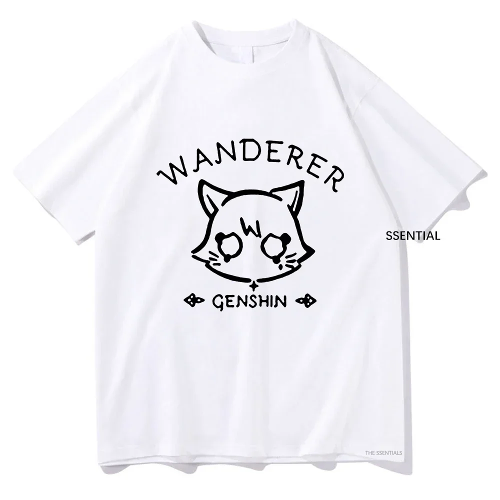 Genshin Scaramouche Wanderer Tshirt Funny Men/Women Clothing Harajuku T-shirt Unisex Vintage Cotton Tops Graphic T Shirts