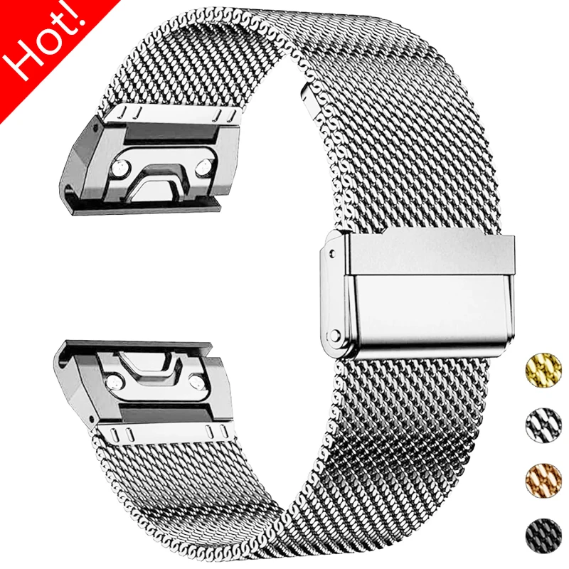 26mm 22mm Stainless Steel Strap for Garmin Fenix 7X 7 Pro Fenix 6X 6 5X 5Plus Tactix 7 Forerunner 965 955 Enduro Quick Fit Band