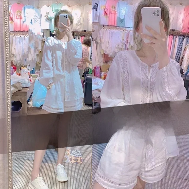 

Faionable Lace Patchwork Base irt и широкие ноги, комплект из двух предметов для женщин, летний сезон, льняная ткань, женский ансамбль