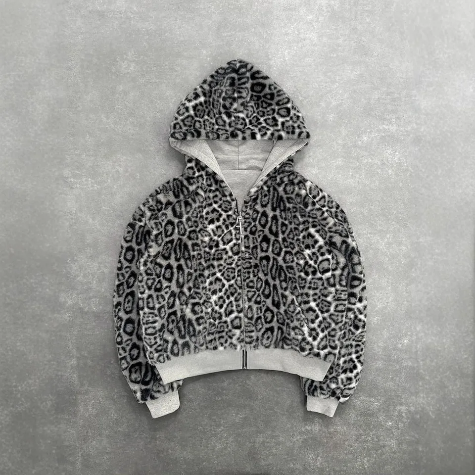 Gothic Harajuku Women Men Autumn Winter Reversible Hoodie Coat