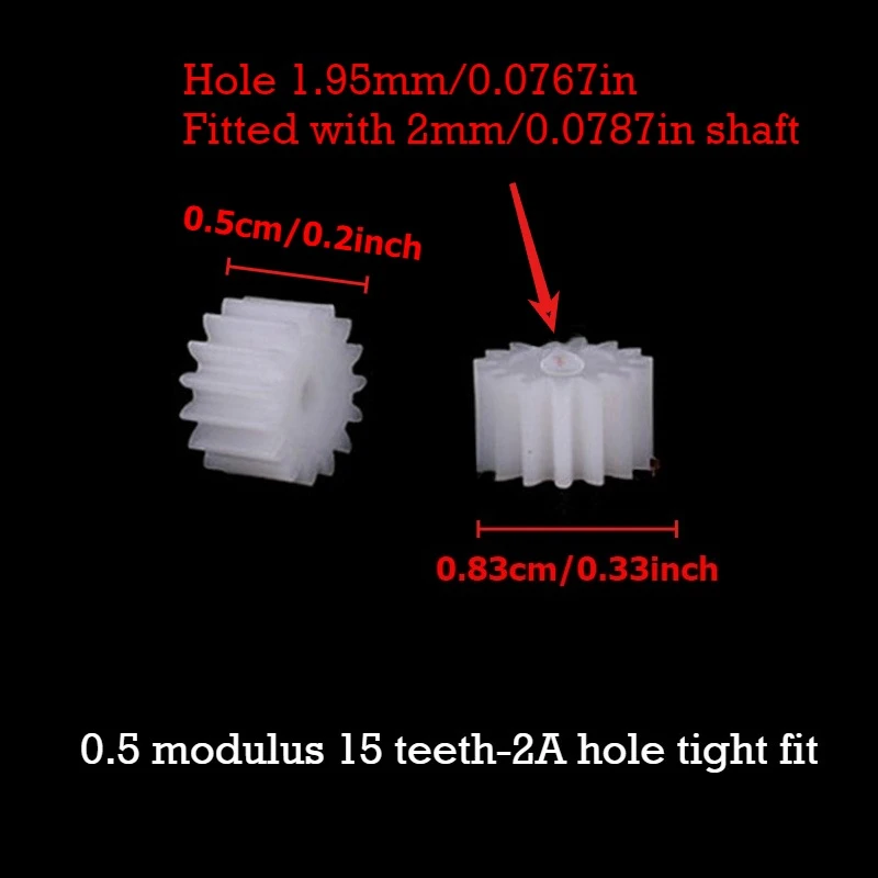 152a 100pcs 0.5 Module Plastic Gear 15T, Interference Fit for 2mm Bore, Model Variable Speed Gear for Science Education Toy