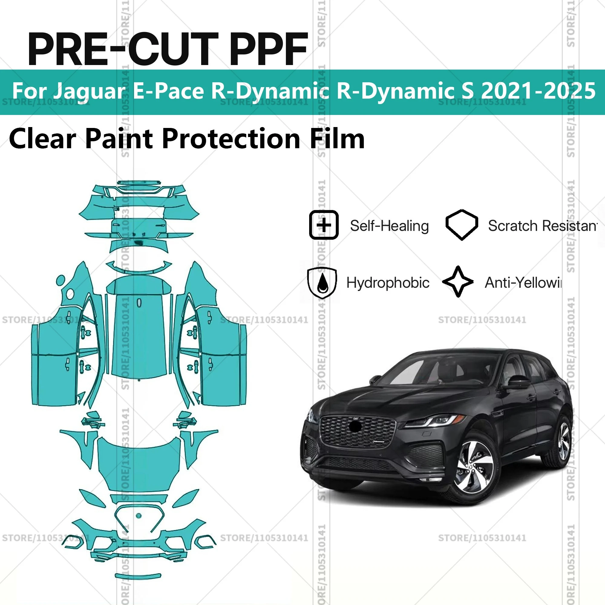 For Jaguar E-Pace R-Dynamic R-Dynamic S 2021-2025 Pre-Cut Paint Protection Film PPF Transparent Car Film Automotive PPF