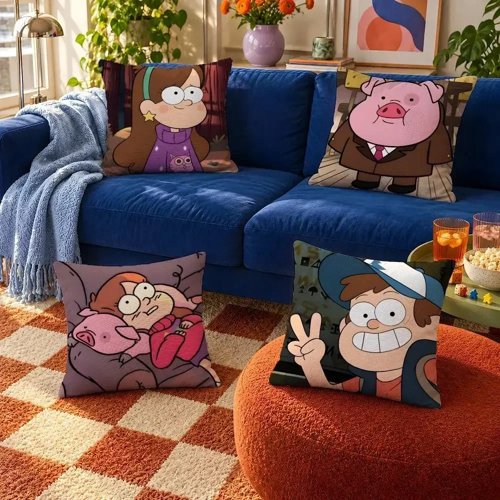 Cartoon Gravity Falls Bill Cipher Dipper Cushion Cover Throw Pillow Soft Short Plush Cozy Colorfast For Sofa Bedroom Home Decor