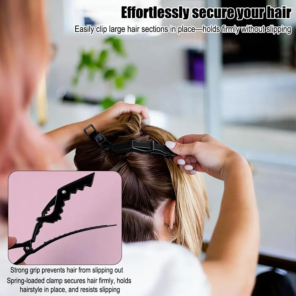 Professional Hair Styling Alligator Clip Set | Mixed Sizes Non-Slip Roller Perm Clips, Sectioning Hair Claws for Salon &Home Use