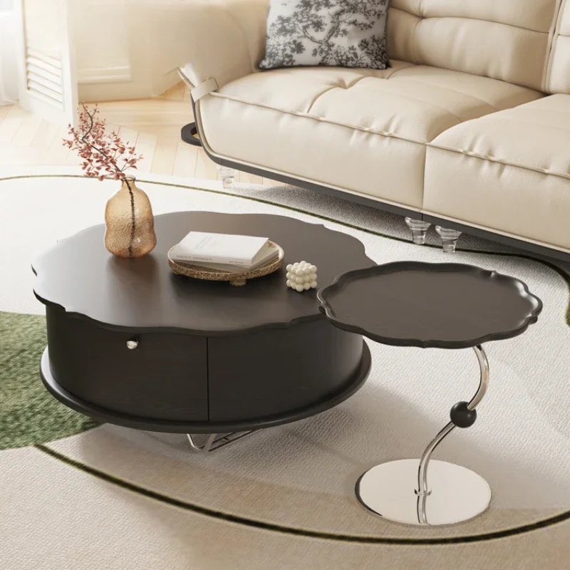 

Retro Style Original Coffee Small Apartment Living Room Home Special-Shaped Table Solid Wood Ash Combination