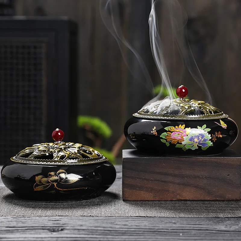 

Large Summer Mosquito Repellent Incense Burner Coil Anti Peony Lotus Ornament