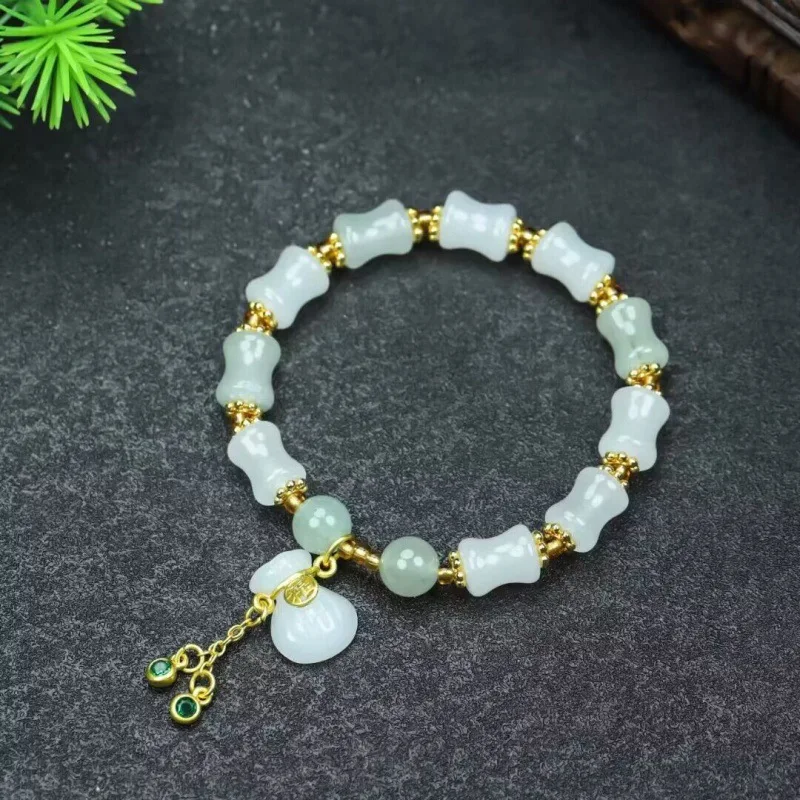 Natural Tianshan Green Cat Claw Lucky Bag Bracelet Women's Full of Fortune