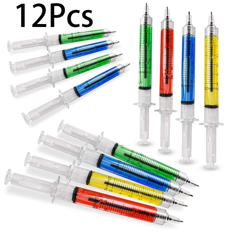 

12Pcs Syringe Plastic Ball Pen For Children Gift