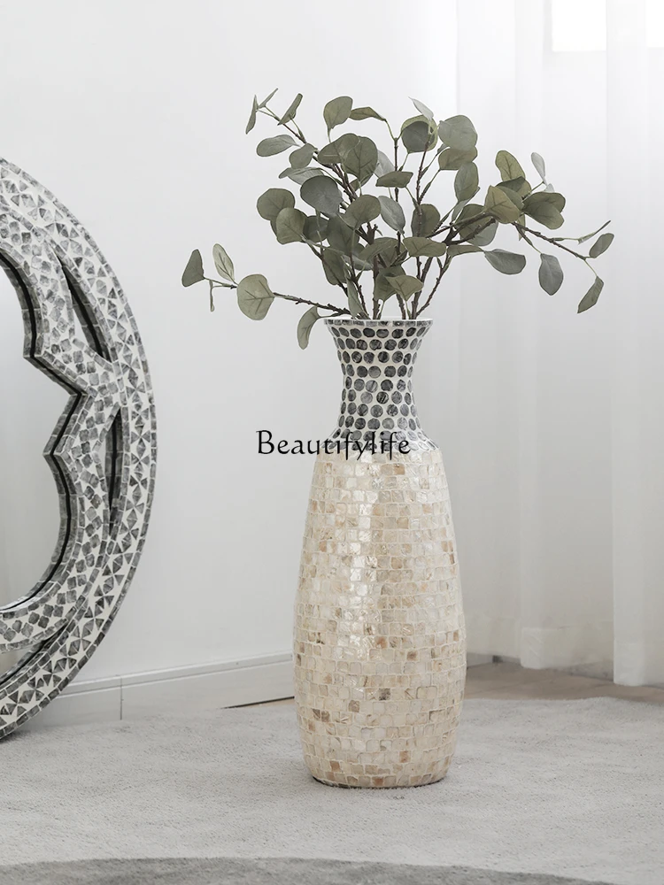 Creative Fritillary Large Vase Floor-Standing Decorations Flower Container High Sense Affordable Luxury Style Shell Ornaments