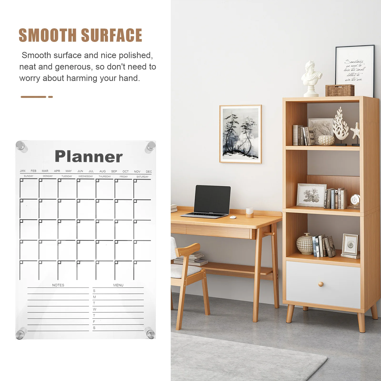 

1 set 1 Set Hanging Acrylic Wall Calendar Month Planner Board Dry Erase Message Notepad Home Decor Organizer Reusable Clear Memo