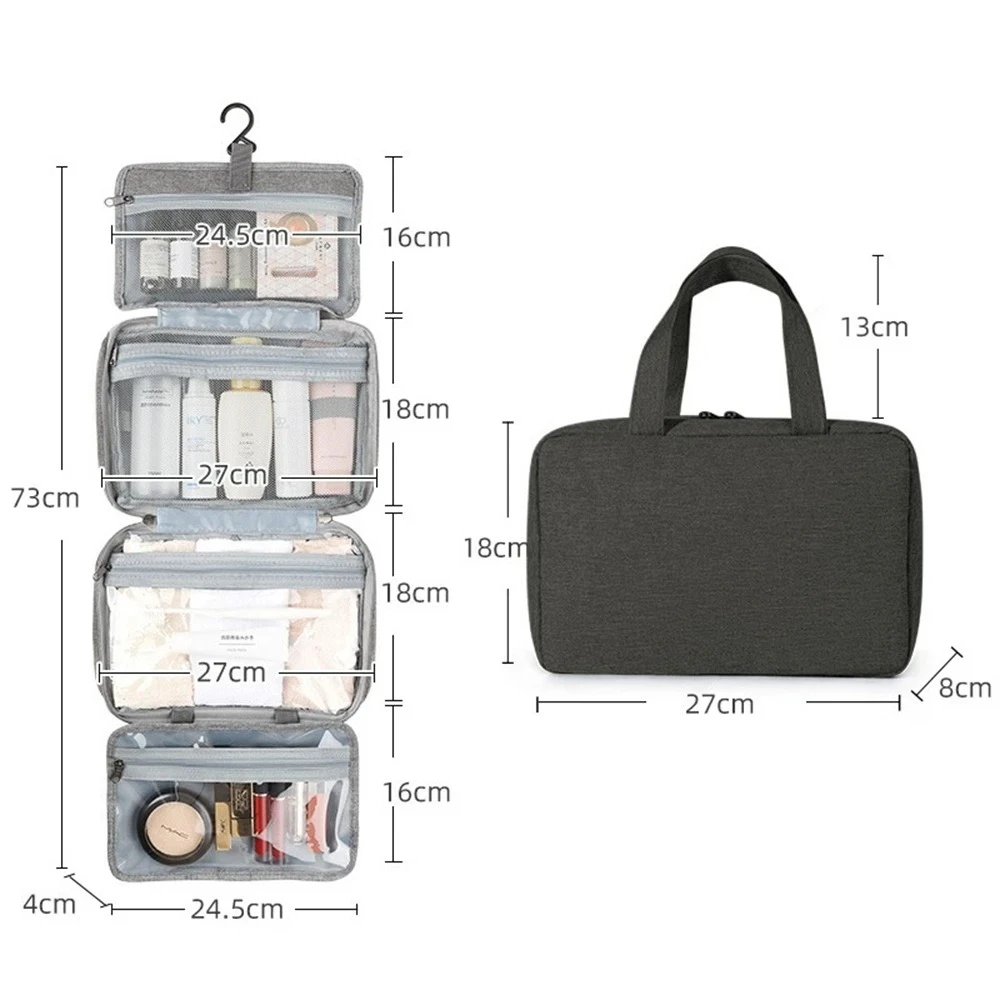 Reistas voor toiletartikelen met ophanghaak, spatwaterdichte opbergtas voor cosmetica in de badkamer | Reistas met grote capaciteit voor make-up en toiletartikelen