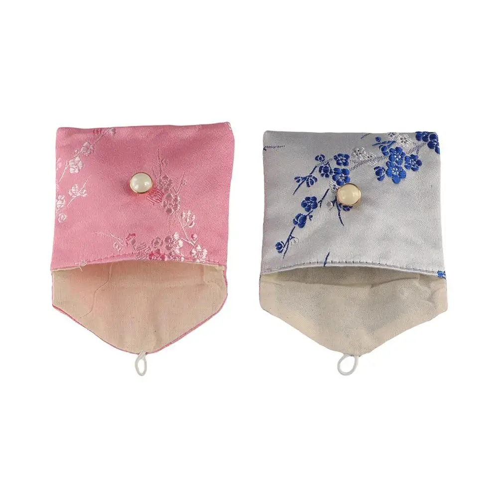 Fashion Satin Jewelery Bag Buckle Embroidered Jewelery Storage Bag Floral Bracelace Bag Wallet Ladies