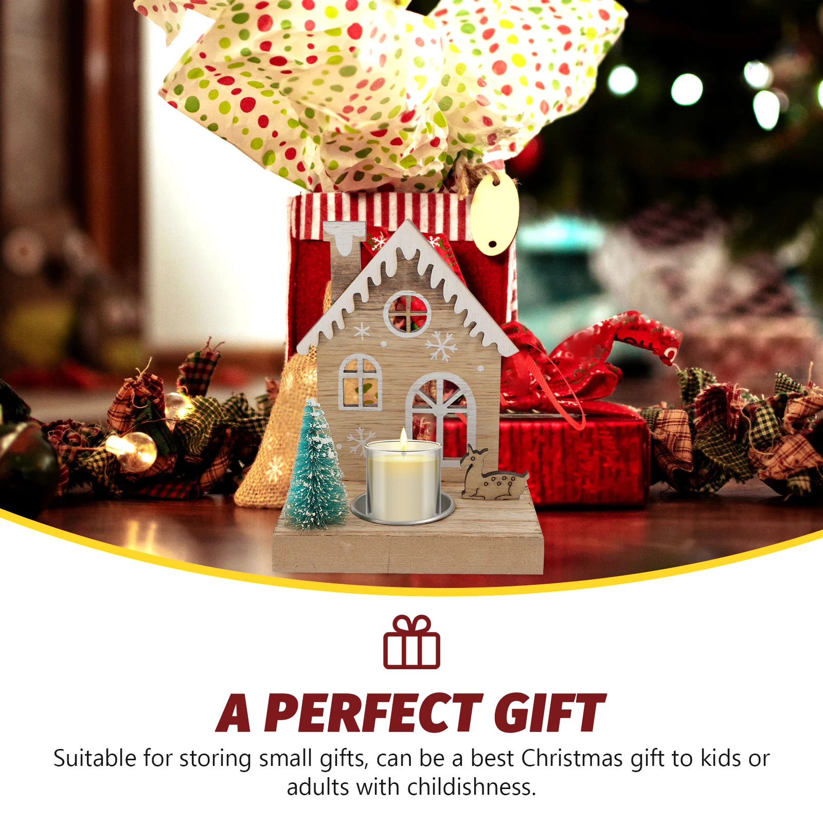 

Christmas Holder Wood Votive Tea Light Stand for Holiday Party Hotel Restaurant Bar Decoration Holder