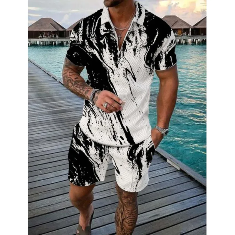 

Man Polo Shirts Suit Abstract Pattern 3D Print Lapel Polo Zipper Collar Shorts Hawaii Holiday Style Clothes Oversize Ropa Hombre