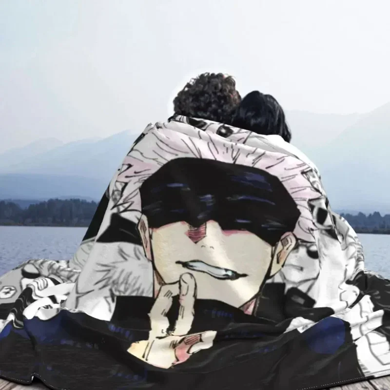 Gojo Satoru Collage مانغا بطانيات صوف Jujutsu Kaisen أنيمي خمر رمي بطانية للمنزل المفرش البطانيات المخصصة