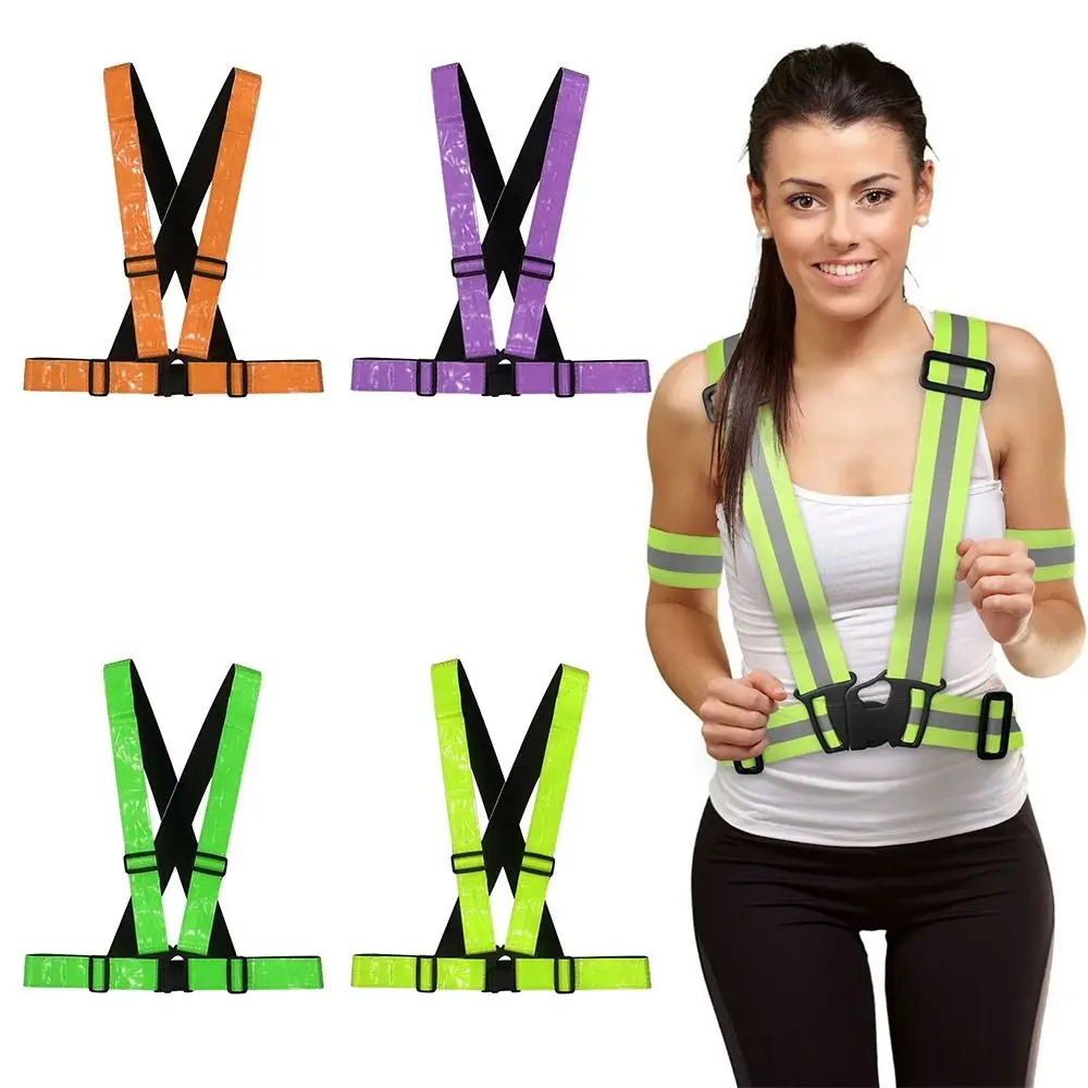 V Shape Highlight Reflective Vest Multicolor Night Work Warning Clothing Lattice Reflective Straps Running Cycling