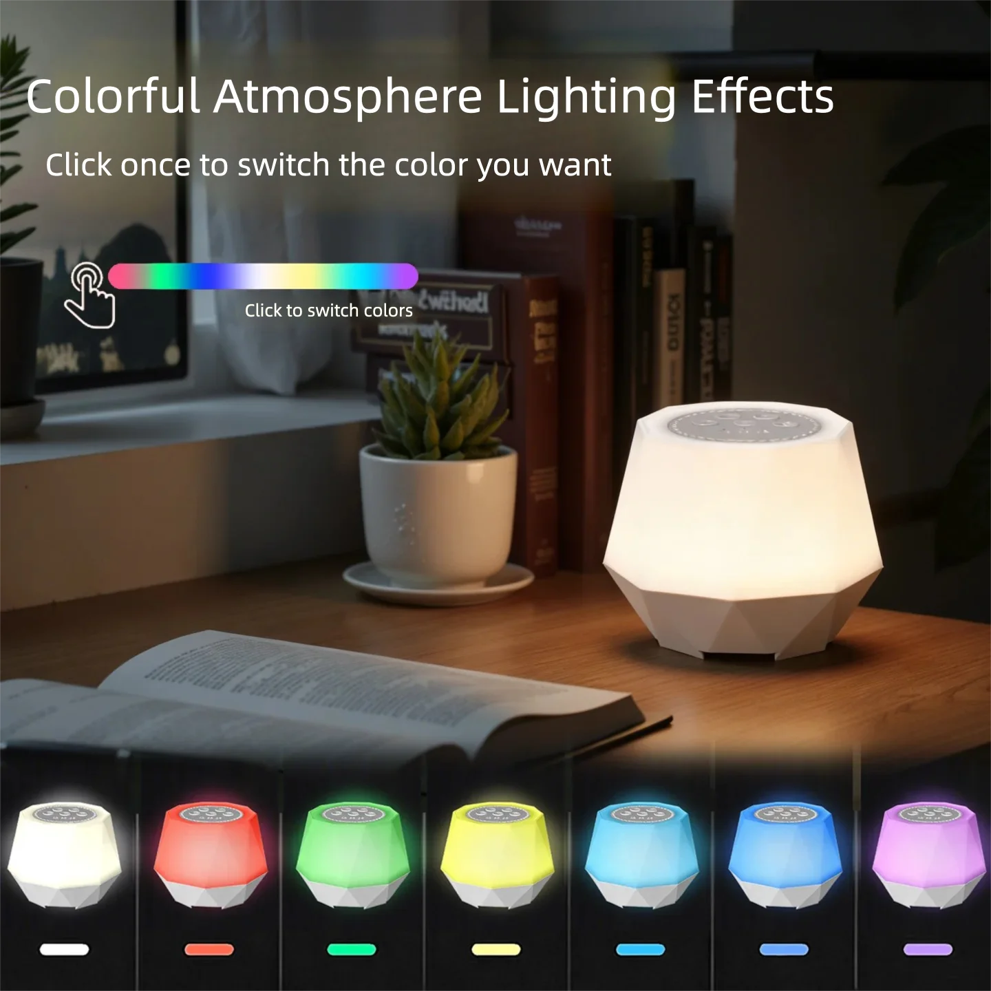 RGB Night Light with White Noise Machine 10 Nature Sounds 1200mAh Battery Portable Baby Sleep Soother & Adult Relaxation Aid
