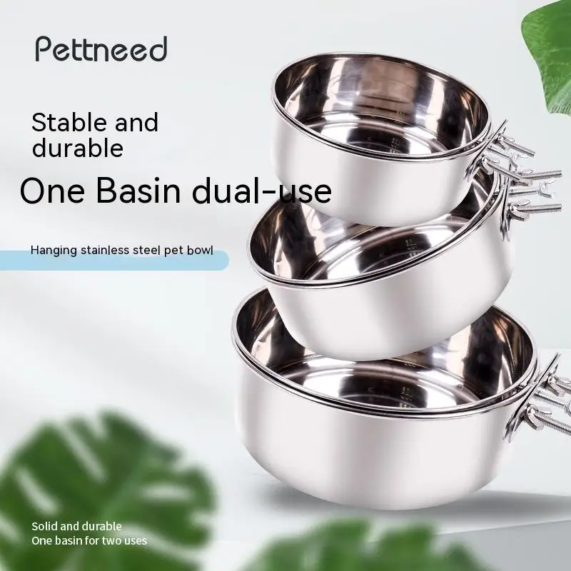Edelstahl Hundefutter Schüssel, Katze und Hund Hängen Käfig, Haustier Käfig, Fütterung Platte, hund Wasser Schüssel Hängen Edelstahl