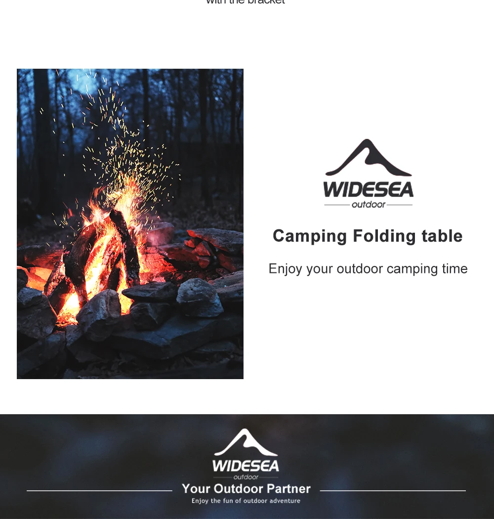WIDESEA Tragbarer, zusammenklappbarer Campingtisch mit Getränkehaltern und Netztasche, leichter Outdoor-Picknicktisch für Wandern, Reisen, Strand – Detail 6