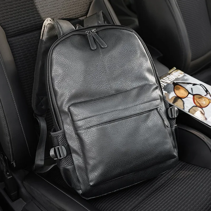 

Luxury Fashion Men's Backpack Large Capacity 14inch Laptop Bag Mens Soft PU Leather Travel Backpack with USB Interface Softback