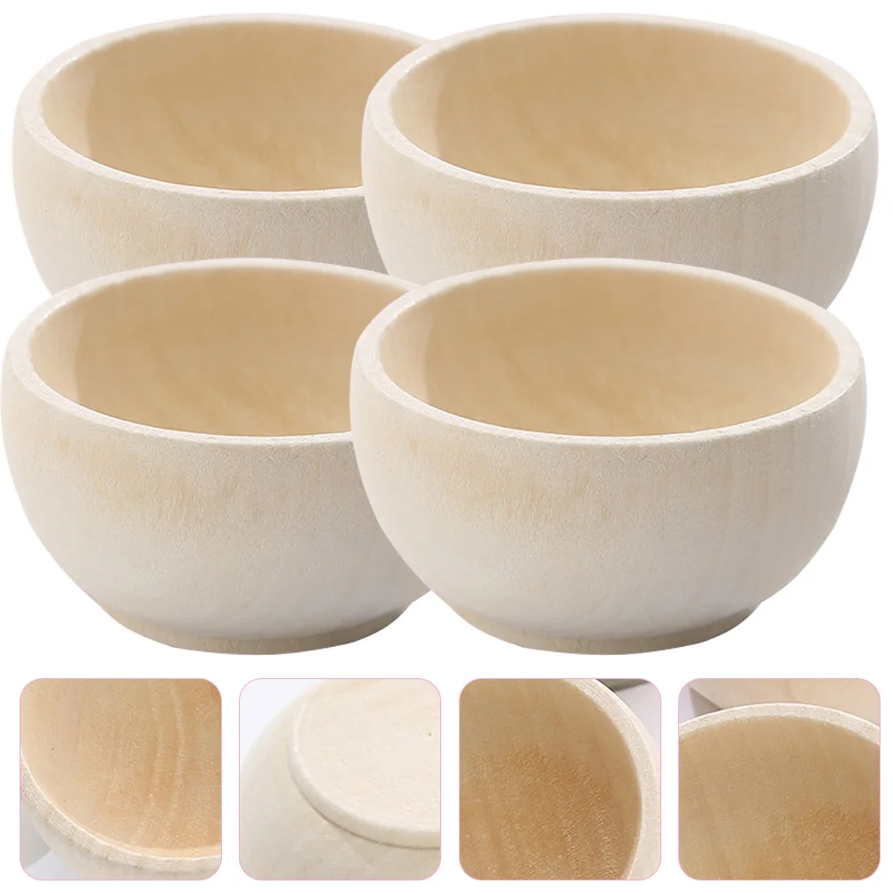 Bowl Bowls Wood Wooden Crafts Unfinished Dollhouse Diy Mini Serving Pinch Toys Painting Appetizer Tiny Blanks Miniature Sauce