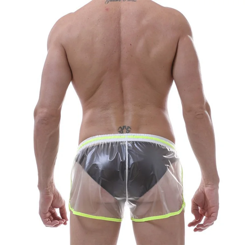 Heren Badmode Surfen Strandbroek Boxer Zwemmen Pvc Materiaal Transparante Trunks Sexy Short Zwembroek Boxers Sport Pak Heren