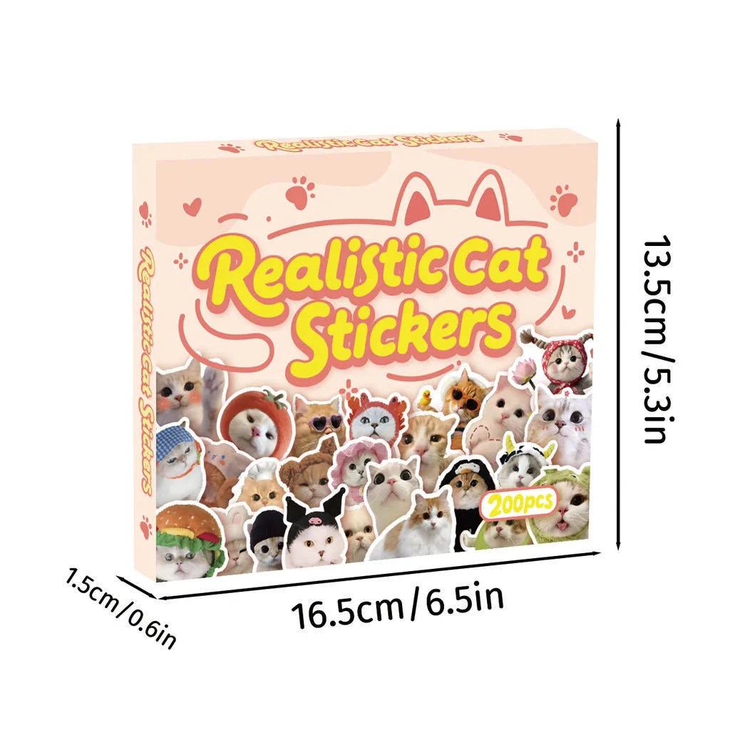 203 Pcs Realistic Kitten Stickers - Cute Pet Sticker Set for DIY Decor, Ideal for Notebook, Phone Case(Anime Worlds Store)