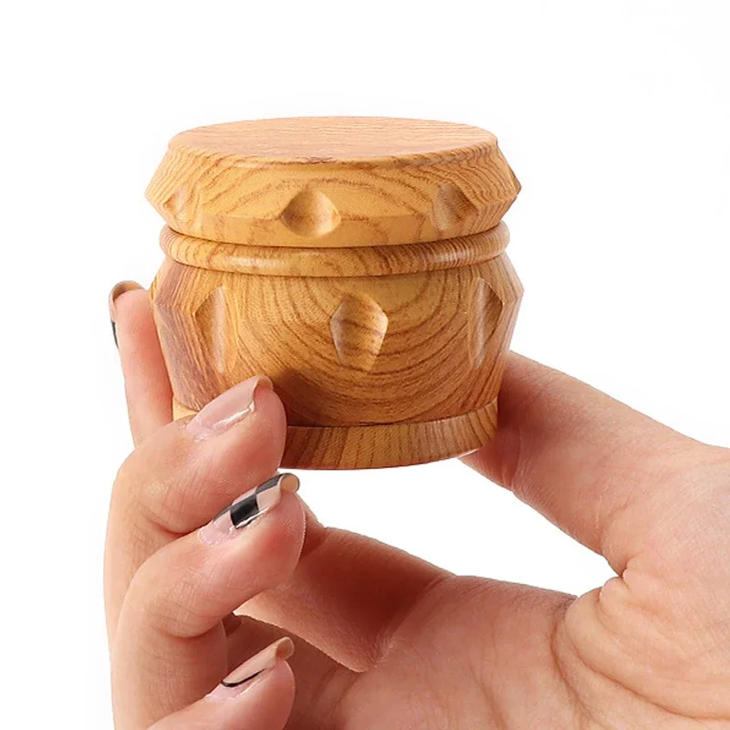 4-Layer Resin Wooden Tobacco Grinder 40mm Drum Type Herb Grinder Magnetic Lid Metal Filter Manual Smoke Crusher Smoking Tools