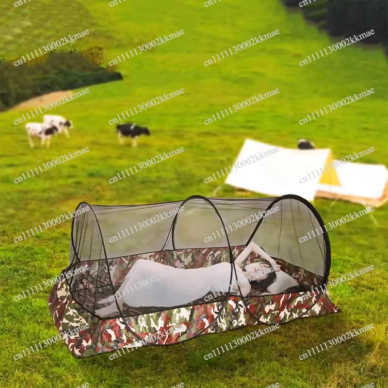 Foldable portable mosquito netwith bottom zipper toprevent mosquito bites. Use meshmosquito net for outdoor camping and home use