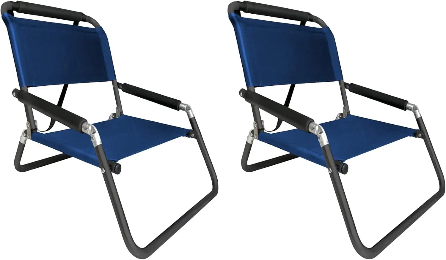 2 Pack of XL Beach Chairs, Extra Large, Water Resistant with Shoulder Strap and Slip Pocket - Folds Thin (Navy)